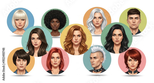 Diverse Group of People Portraits Representing Different Styles.