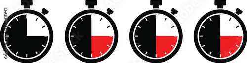 Stopwatch Timer Icons Set Countdown Time Management And Deadline Progress Concept Vector Collection