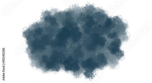 Abstract dark blue watercolor ink splash blot texture shape on transparent background