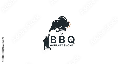 BBQ Gourmet Smoke Logo Design.