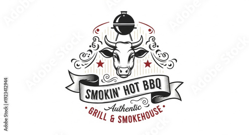 BBQ Grill Smoker Logo Design.
