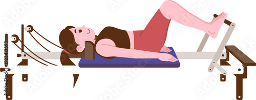 Footworks Pilates Reformer Illustration, Glute Bridge Pose