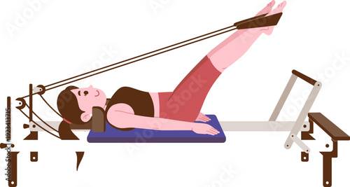 Pilates Woman Character Pose Double Leg Lower Exercise