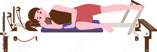Pilates Reformer Illustration, Press Out Exercise