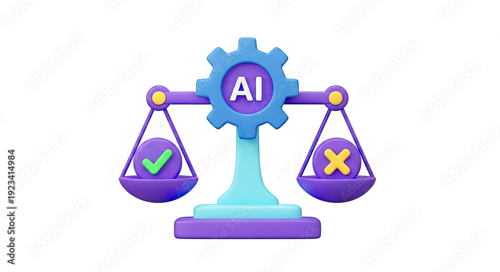 Fototapeta premium AI Weighing Pros and Cons on a Scale