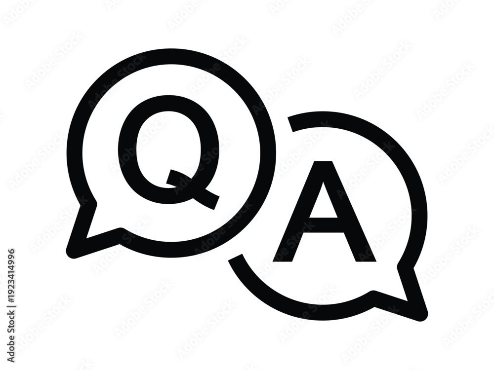 Obraz premium Q and A icon. Question and Answer chat support button with speech bubble for website or app. Transparent PNG and vector