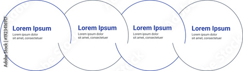 Four Steps Connected Circle Infographic Design