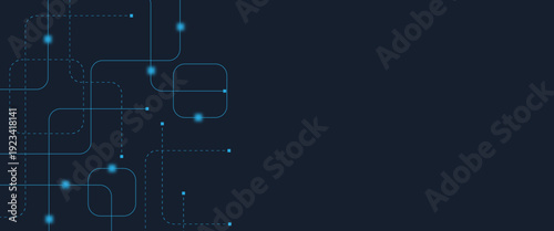 Abstract digital AI circuit board background with tech icons. Digital technology motherboard texture design. Engineering circuit board concept for poster, header, banner, website, presentation