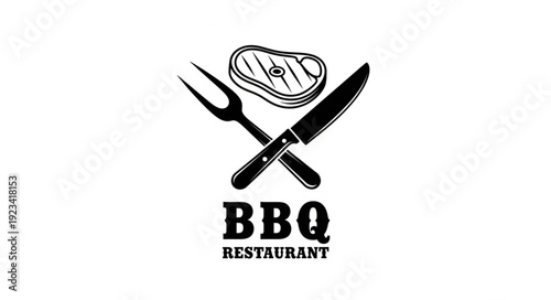BBQ Restaurant Logo Design Illustration.
