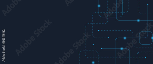 Abstract digital AI circuit board background with tech icons. Digital technology motherboard texture design. Engineering circuit board concept for poster, header, banner, website, presentation