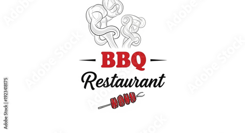 BBQ Restaurant Logo Design Illustration.