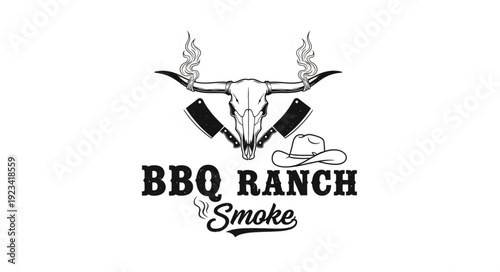 BBQ Ranch Smoke Logo Design.
