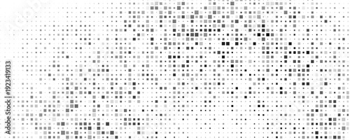 Grunge halftone gradient background. Faded grit noise texture. White and black sand wallpaper.