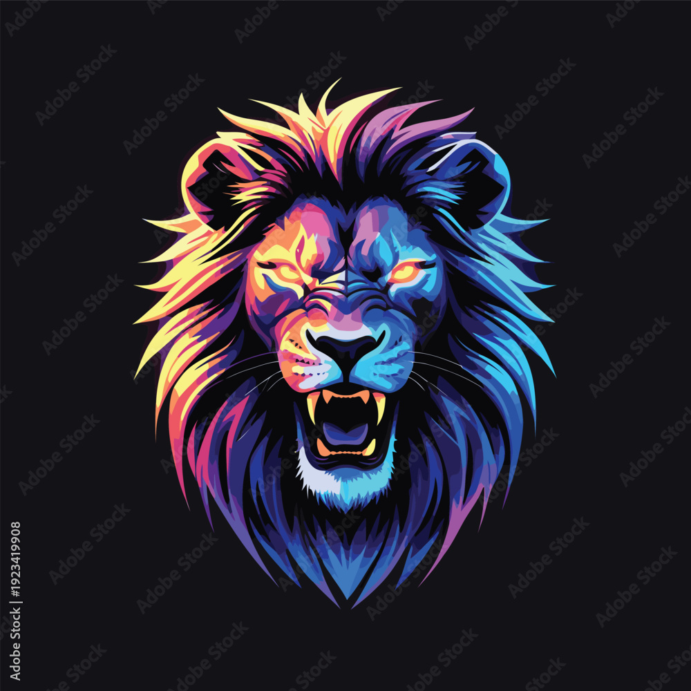 Obraz premium Majestic Lion Head Symbol Vector Illustration