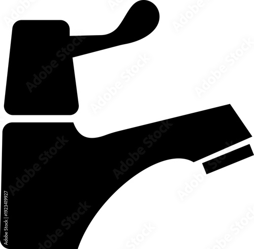 This black faucet icon features a clean representing a standard water tap used in kitchens, bathrooms, and industrial plumbing systems. Designed in black with smooth curves and balanced proportions.