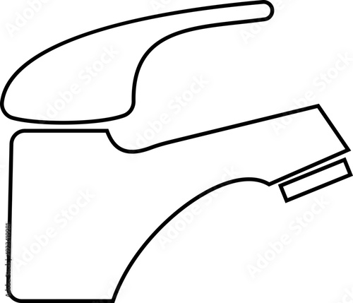 This black faucet icon features a clean representing a standard water tap used in kitchens, bathrooms, and industrial plumbing systems. Designed in black with smooth curves and balanced proportions.