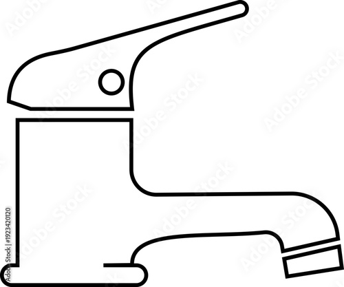 This black faucet icon features a clean representing a standard water tap used in kitchens, bathrooms, and industrial plumbing systems. Designed in black with smooth curves and balanced proportions.