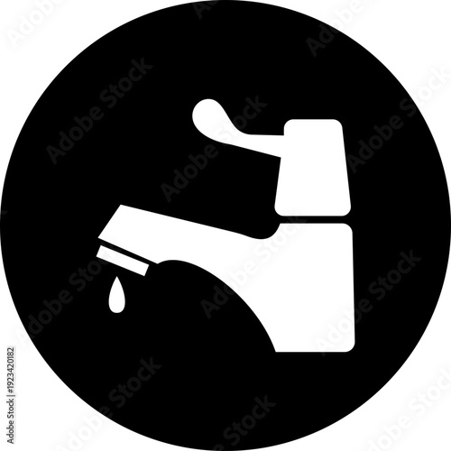 This black faucet icon features a clean representing a standard water tap used in kitchens, bathrooms, and industrial plumbing systems. Designed in black with smooth curves and balanced proportions.