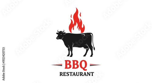 BBQ Restaurant Logo with Cow.