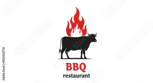 BBQ Restaurant Logo with Cow.