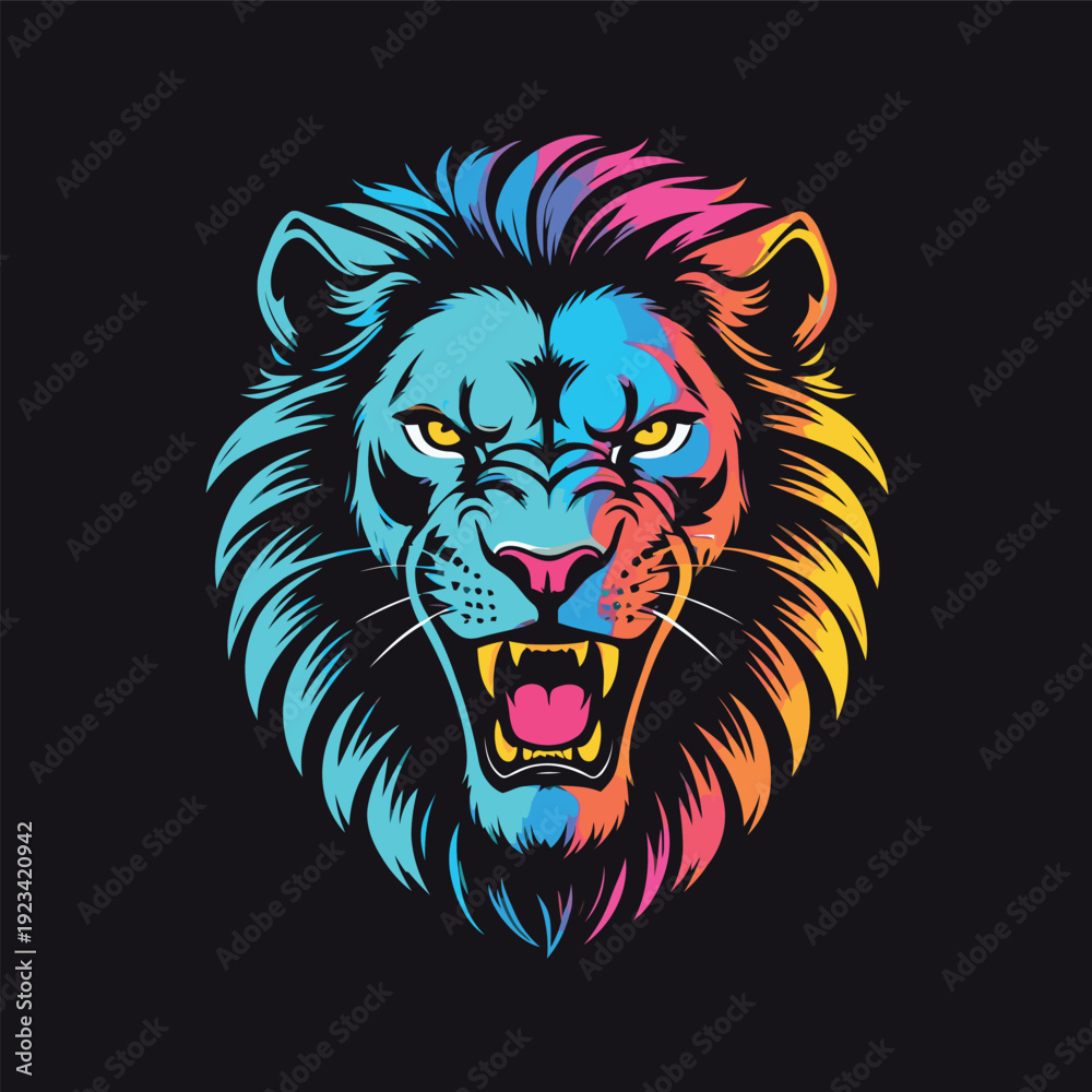 Obraz premium Majestic Lion Head Symbol Vector Illustration