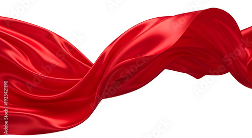 Red silk fabric isolated on transparent background