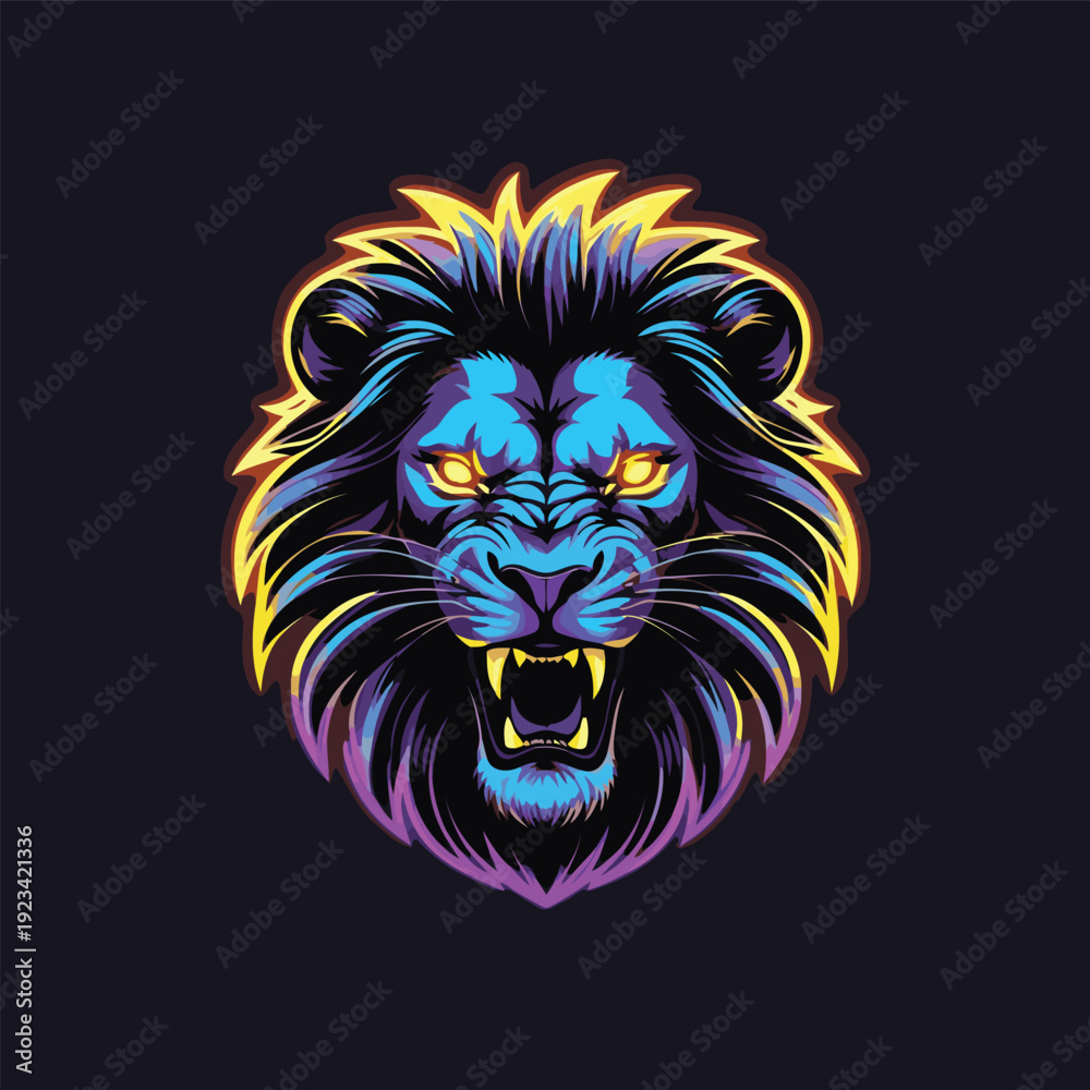 Fototapeta premium Majestic Lion Head Symbol Vector Illustration