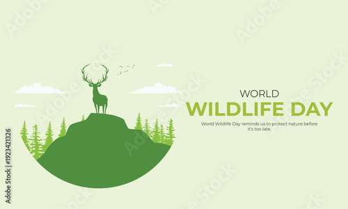 World Wildlife Day, Concept of Earth and animal life in different environments. Excellent for themes: Earth, Nature, Preservation of wild life and many more.