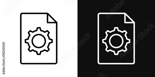 Document settings icons set in black and white thin line stroke
