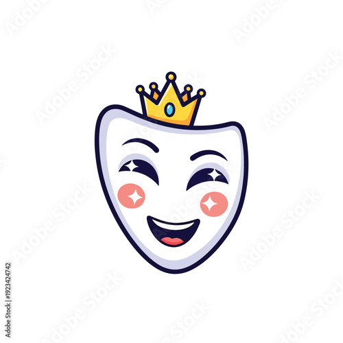 Smiling Royal Tooth Character Vector Illustration for Premium Dental Care and Healthy Gums