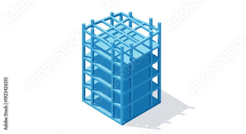 Blue Metal Cage Structure Isolated.