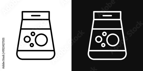 Laundry detergent pack icons set in black and white thin line stroke