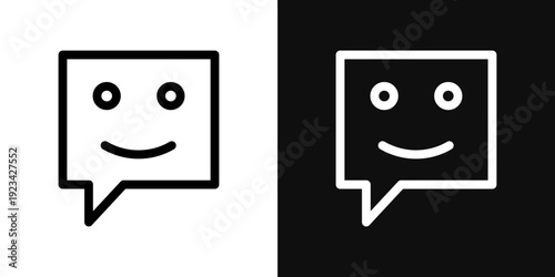 Live chat icons set in black and white thin line stroke