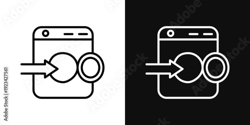 Loading laundry icons set in black and white thin line stroke