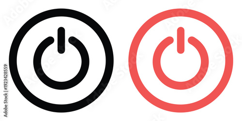 On Off Power Button Icon, Switch On Switch Off Icon, Press Start Button Sign Isolated on White Background, Electronic Device Control Symbols, Vector