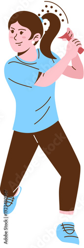 Padel Girl Strong Smash Vector