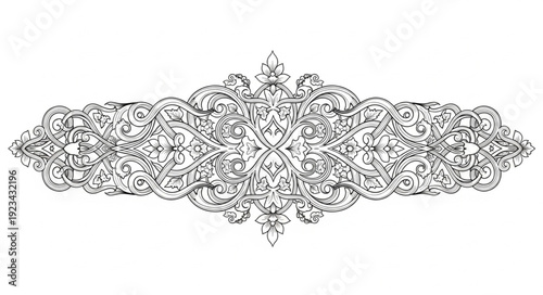 Intricate black and white ornamental flourish design.