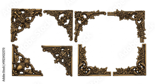 Ornate Antique Metal Corner Embellishments for Decoration.