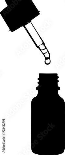 Dropper Falling Drop into Open Bottle Vector Graphic