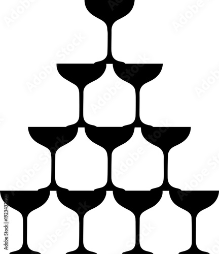 Black Silhouette Champagne Glass Pyramid Vector Illustration