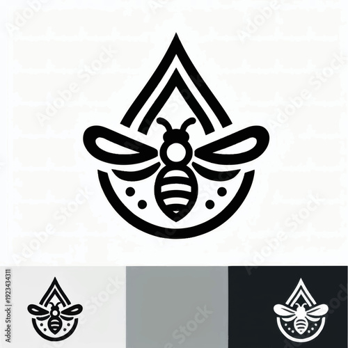 Bee Logo Design with Water Droplet Shape.