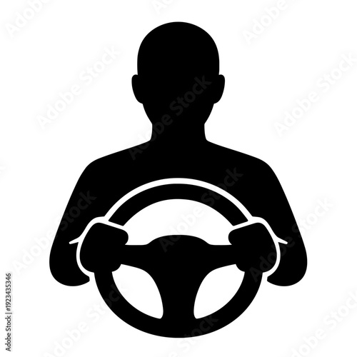 Driver Holding Steering Wheel Driving Silhouette