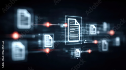 Digital sourcing flows into procurement as a purchase order triggers an automated invoice and transaction record for a secure payment process.