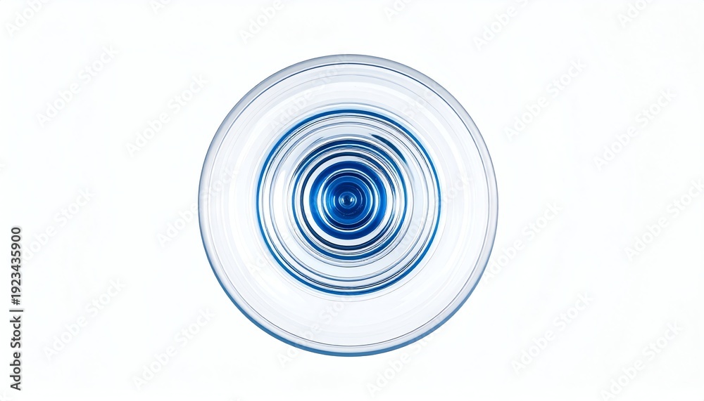 Fototapeta premium Water bottle minimal abstract view, clean circular lines, transparent plastic, modern hydration, fresh and calm concept on white background.