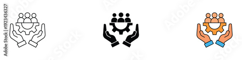 Employee support icon vector. Workforce management symbol for community welfare and industrial human resources. Vector Illustration.