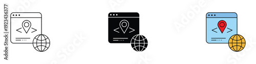 Local SEO tracking icon vector. Global website localization, IP address symbol. Vector Illustration.
