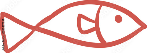 Summer Fish Line Vector Drawing