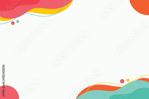 Fun wavy background image. Abstract shapes in modern soft wave colors decorate the white background.