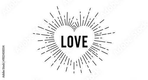 A stylized illustration of love symbol surrounded by lines.