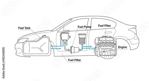 Car Engine Diagram Illustration Details.